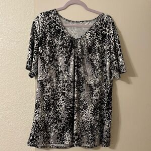Black and White Paint Splatter Blouse
